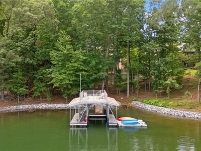 Waterfront and dock at 9055 Hayes Drive