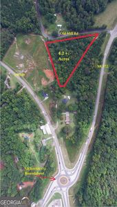 Aerial view of the land at Old Mill Road with the parcel outlined